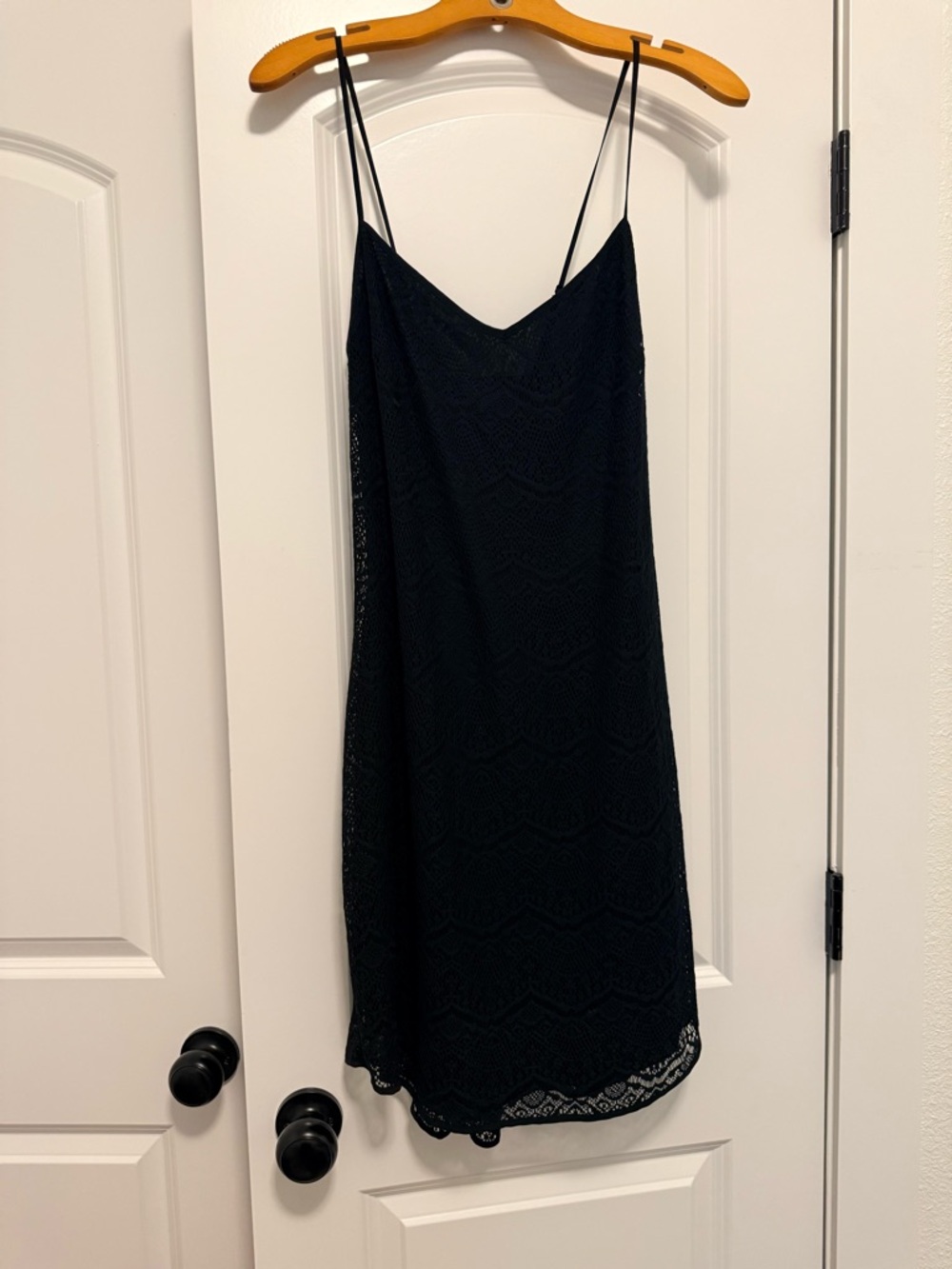 Bisou Bisou Black Lace Overlay Slip Dress